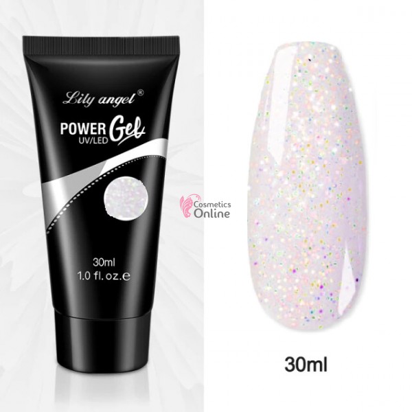 PolyAcril Gel UV/ LED pentru unghii false Lily Angel de 30 ML - 037 Alb Mermaid